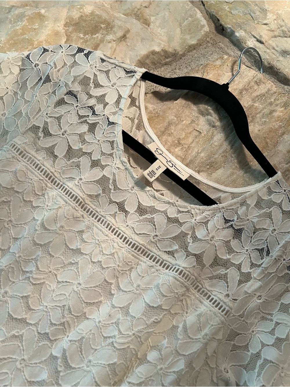 Jessica Simpson Cream Lace High-Low Fully Lined Maternity Dress M